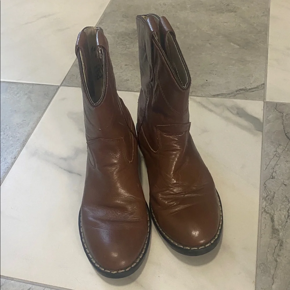Old West Brown Western Leather Cowboy Boots size 12